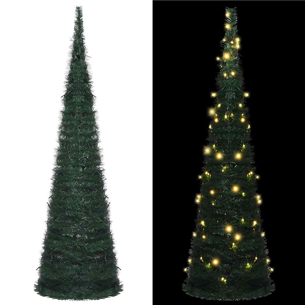 Künstlicher Pop-Up-Weihnachtsbaum Mit Beleuchtung Grün 150 Cm Weiß