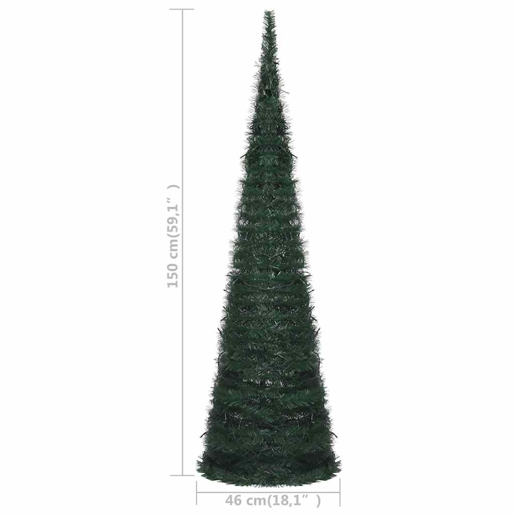 Künstlicher Pop-Up-Weihnachtsbaum Mit Beleuchtung Grün 150 Cm Weiß