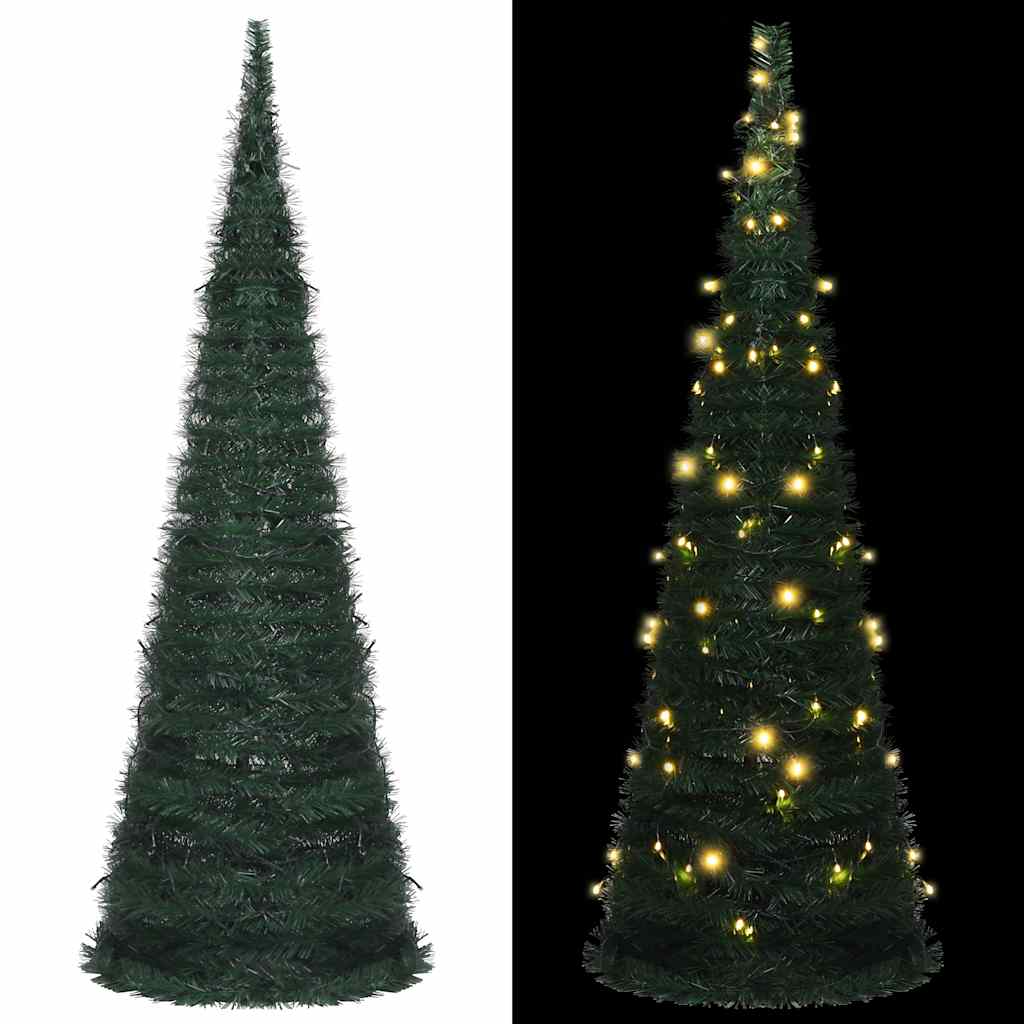 Künstlicher Pop-Up-Weihnachtsbaum Mit Beleuchtung Grün 150 Cm Weiß