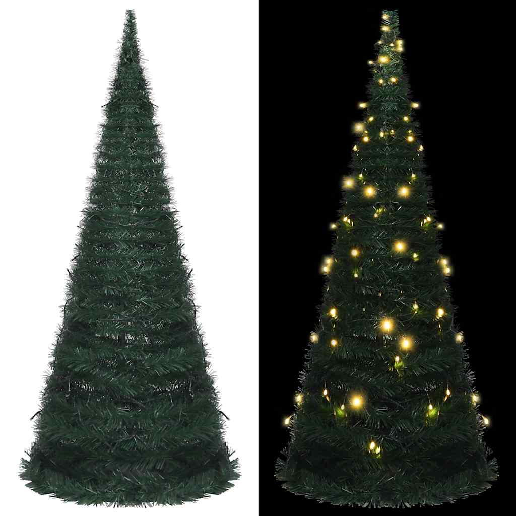 Künstlicher Pop-Up-Weihnachtsbaum Mit Beleuchtung Grün 150 Cm Weiß