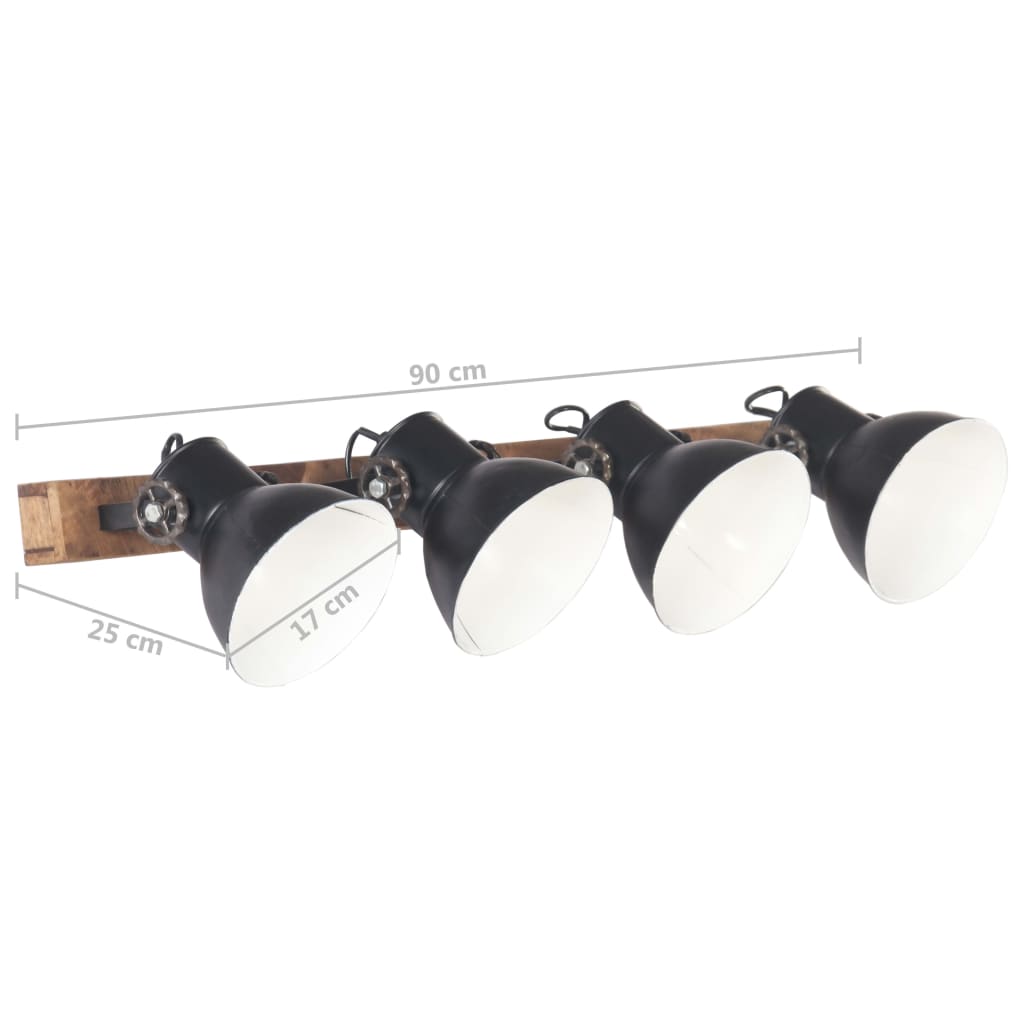 Wandlampe Industriestil 90X25 Cm E27 Schwarz