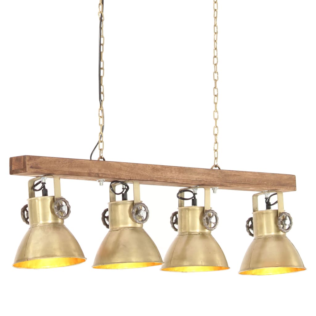 Deckenlampe Industriestil Messing E27 Mangoholz Silber