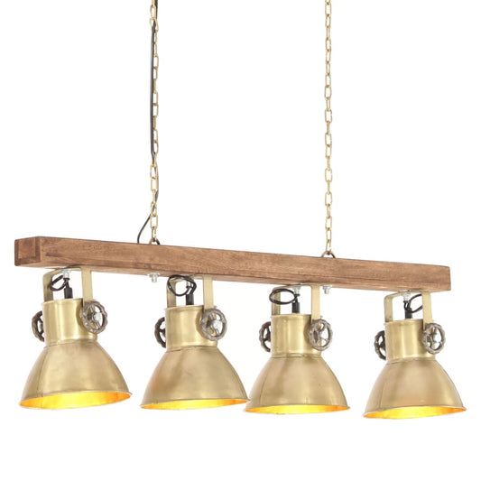 Deckenlampe Industriestil Messing E27 Mangoholz Silber