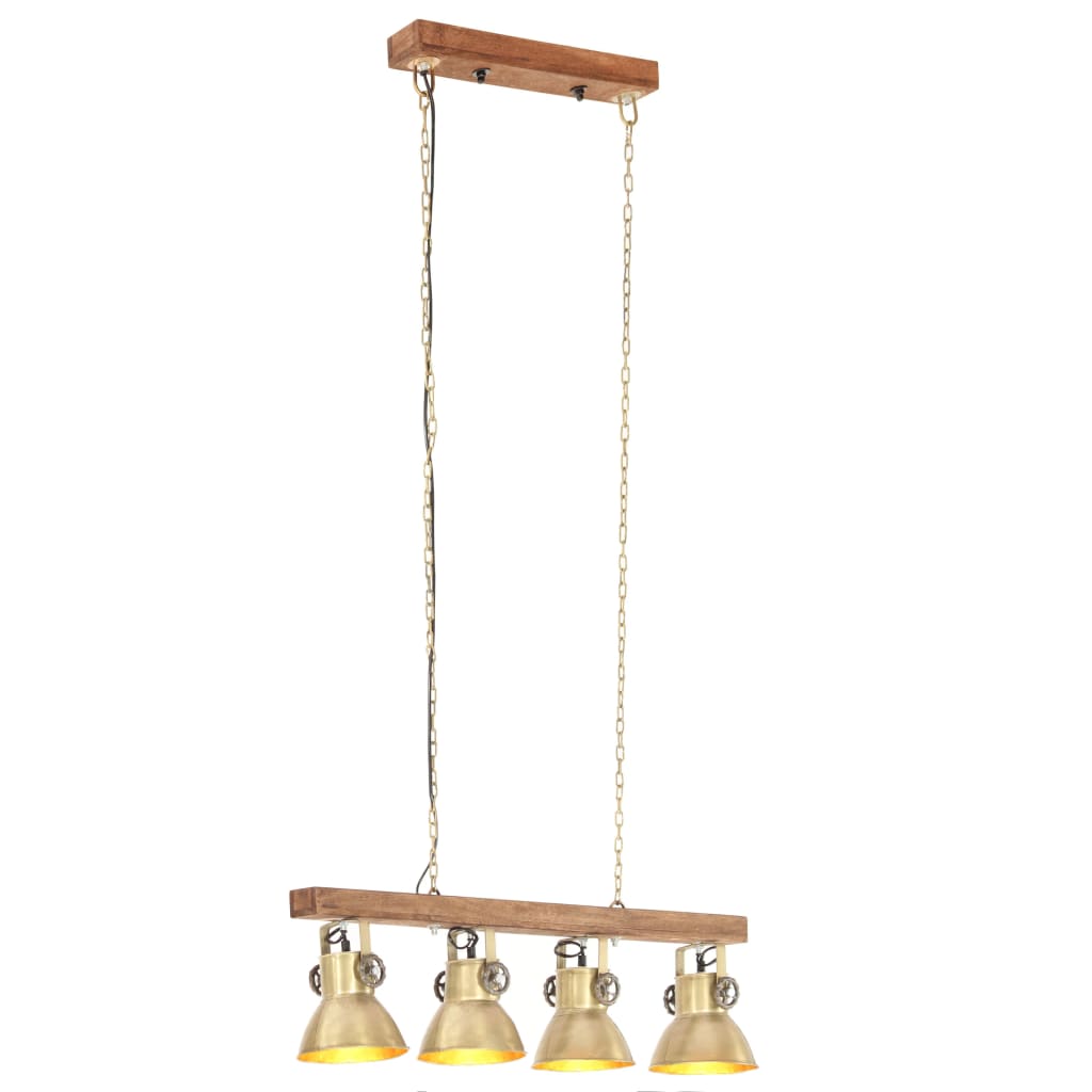 Deckenlampe Industriestil Messing E27 Mangoholz Silber