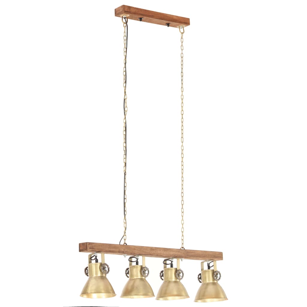 Deckenlampe Industriestil Messing E27 Mangoholz Silber