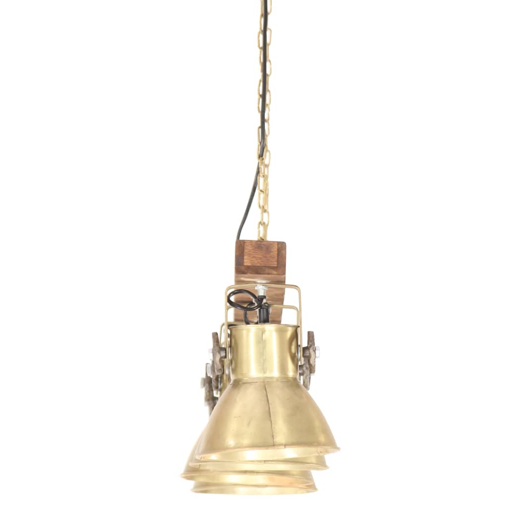 Deckenlampe Industriestil Messing E27 Mangoholz Silber