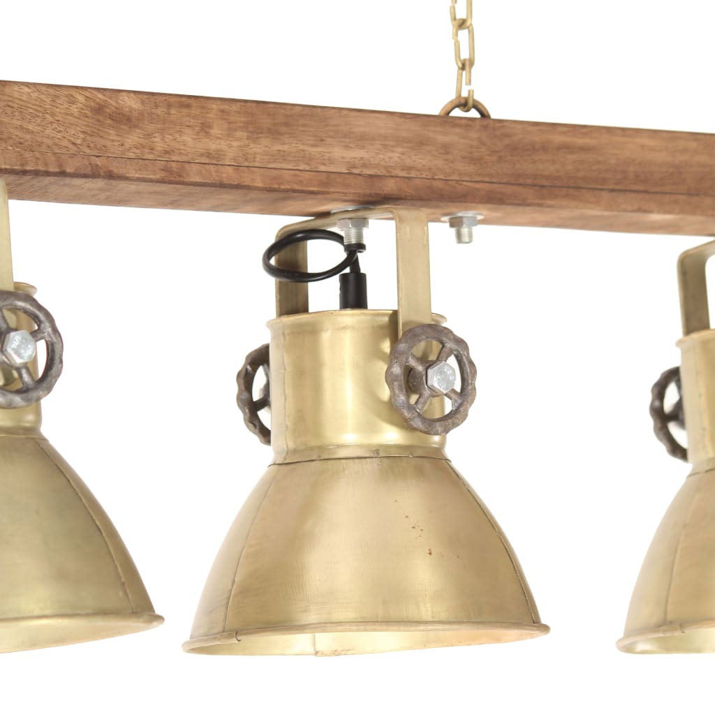 Deckenlampe Industriestil Messing E27 Mangoholz Silber