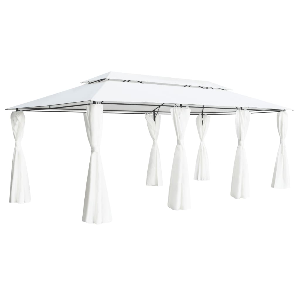 Pavillon Mit Vorhängen 600X298X270 Cm Weiß 180G/M²