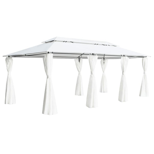 Pavillon Mit Vorhängen 600X298X270 Cm Weiß 180G/M²