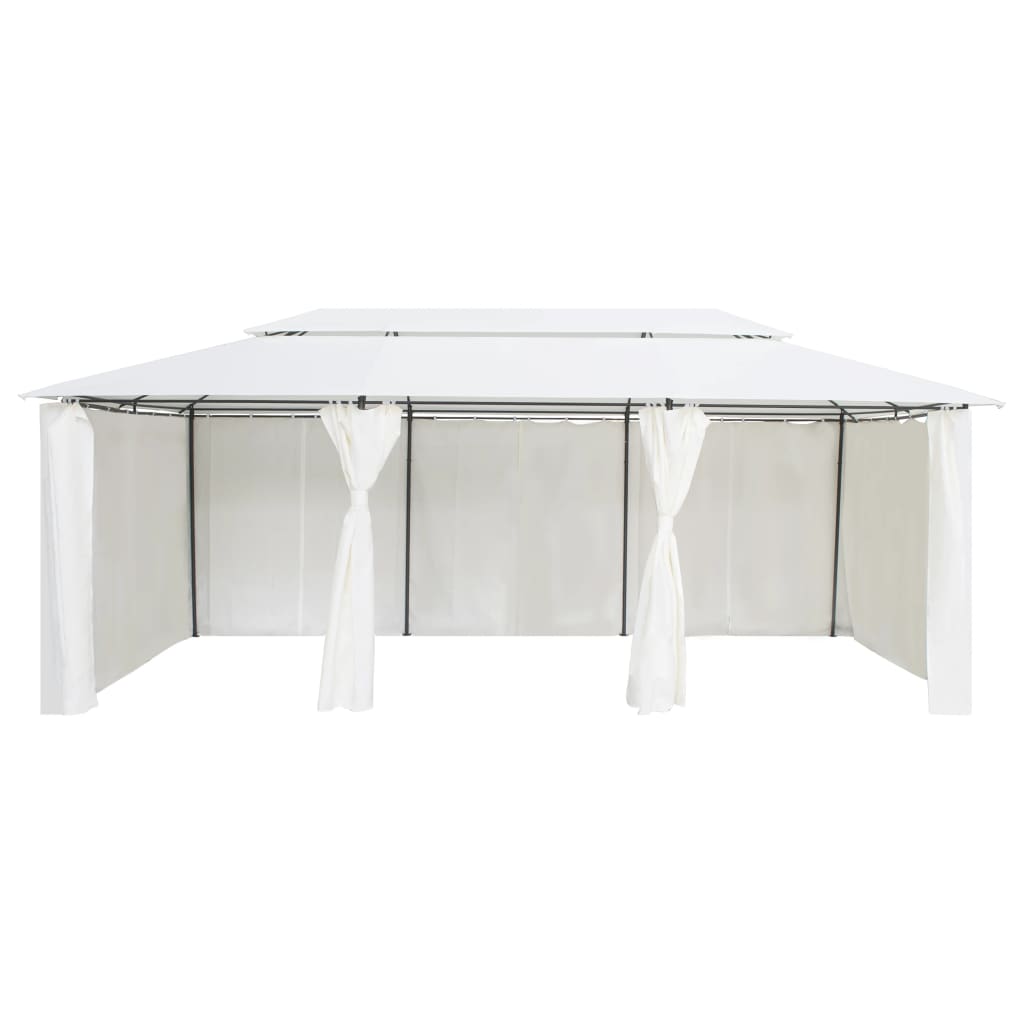 Pavillon Mit Vorhängen 600X298X270 Cm Weiß 180G/M²