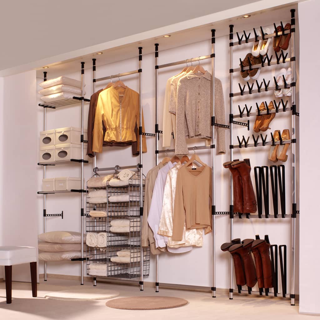 Teleskop-Schuhregal Mit Stangen Aluminium