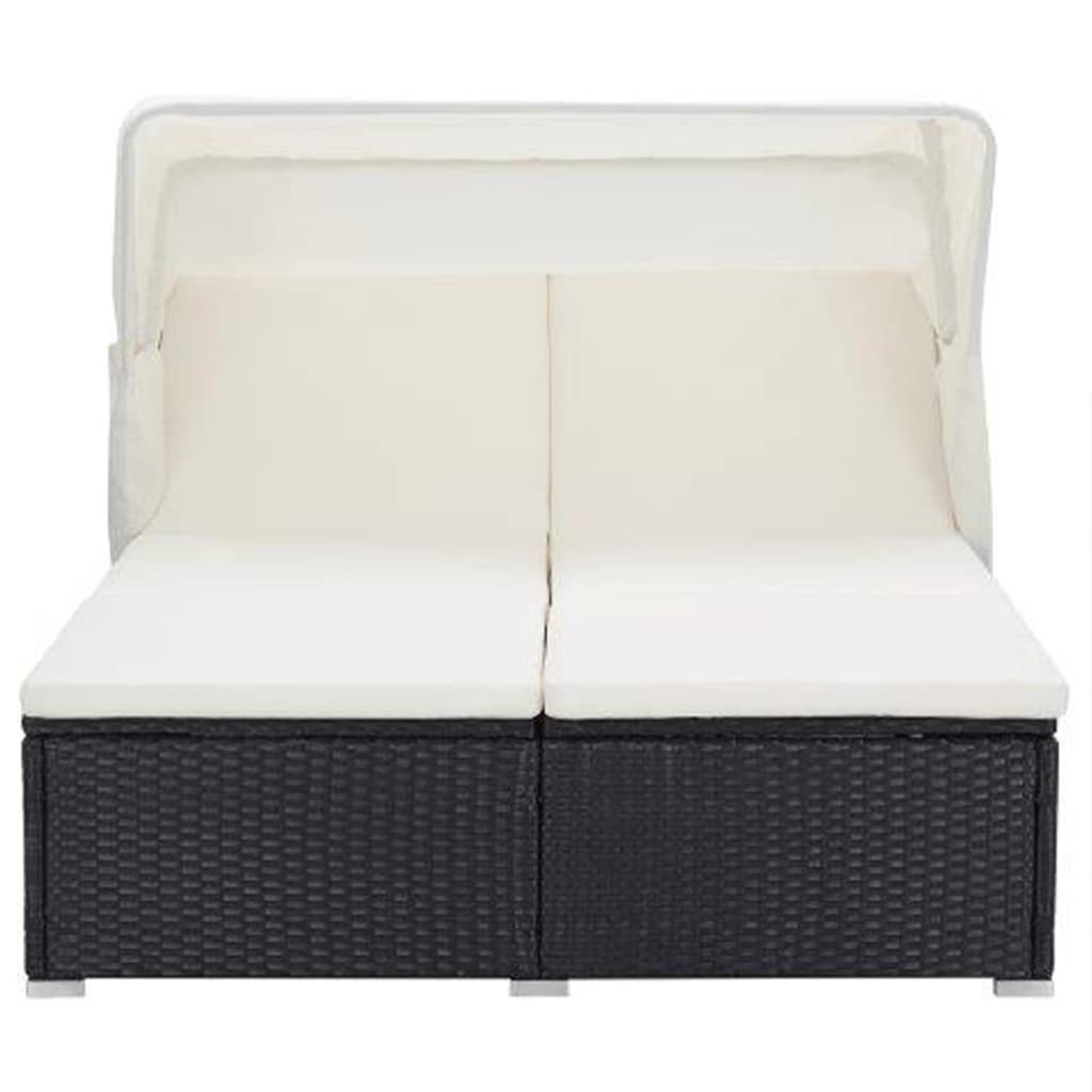 2-Personen-Sonnenliege Mit Auflage Poly Rattan