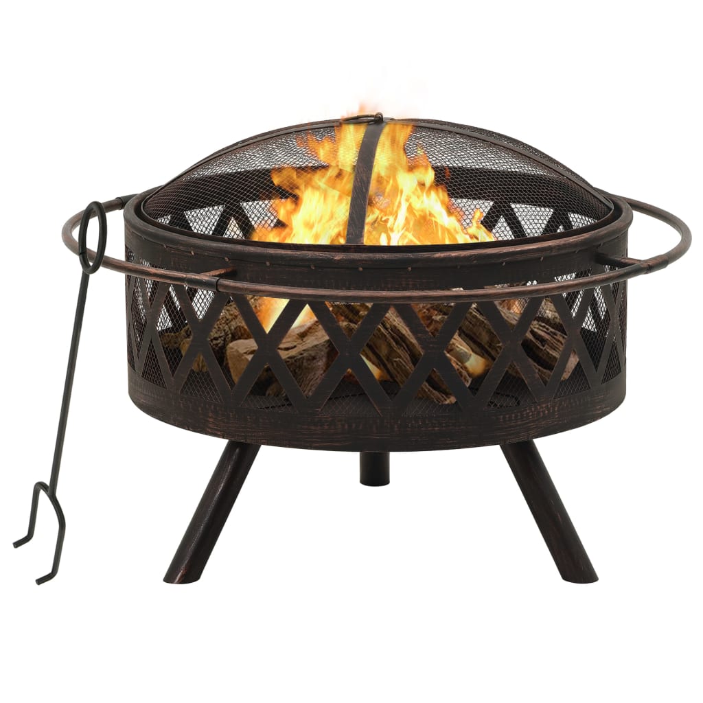 Rustikale Feuerstelle Mit Schürhaken 76 Cm Xxl Stahl