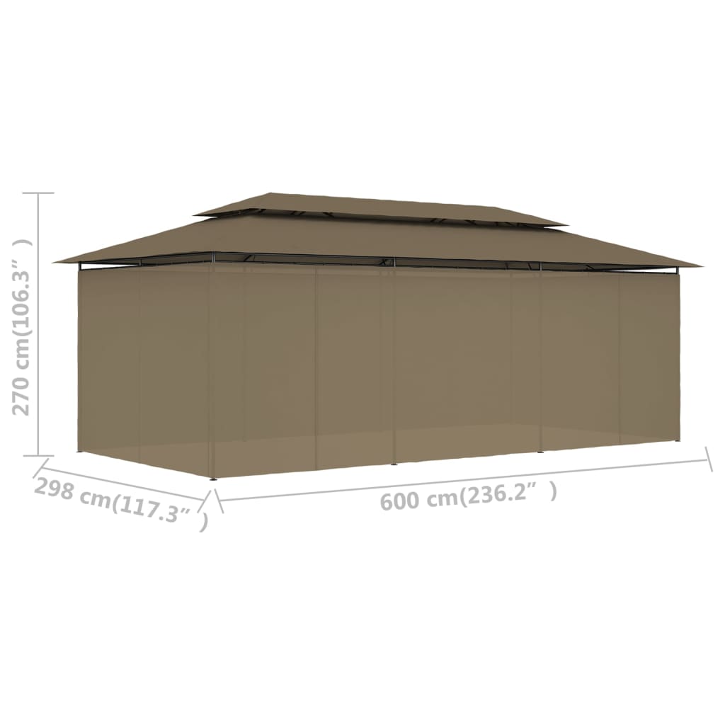 Pavillon Mit Vorhängen 600X298X270 Cm 180 G/M²