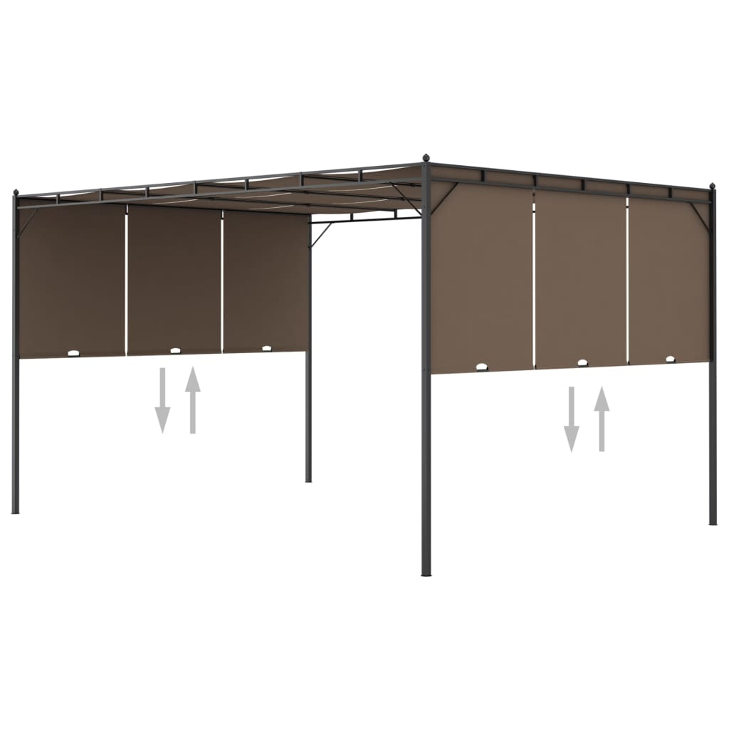Gartenpavillon Mit Seitenvorhang 3X3X2,25 M Taupe