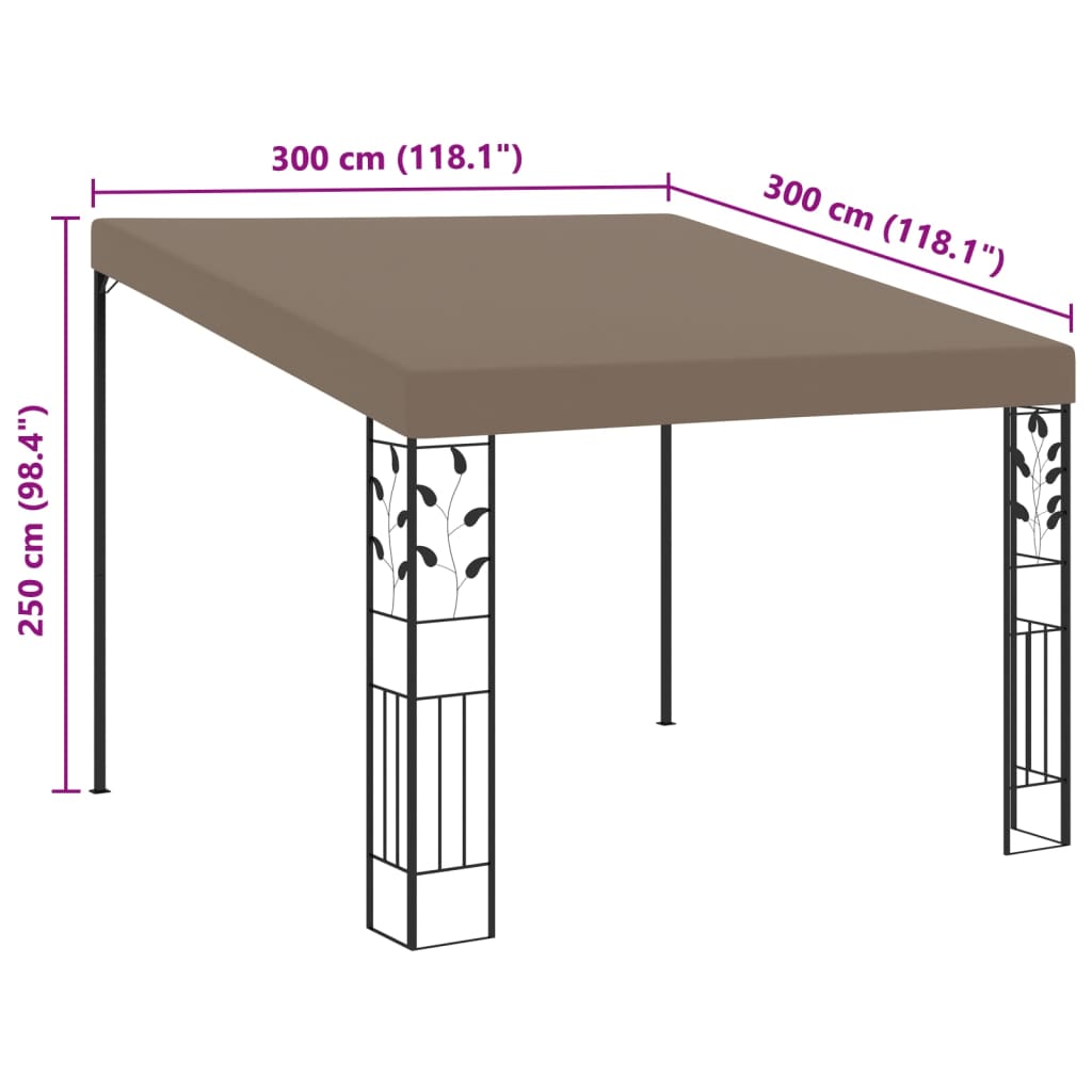 Wand-Pavillon 3X3X2,5 M Taupe Weiß