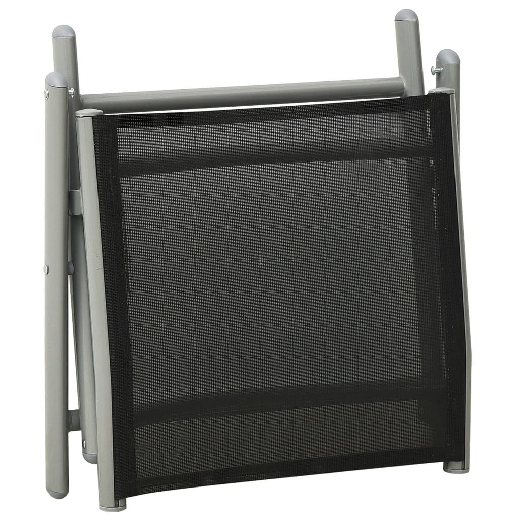 Klappbare Fußstütze Schwarz Und Silbern Textilene Und Aluminium