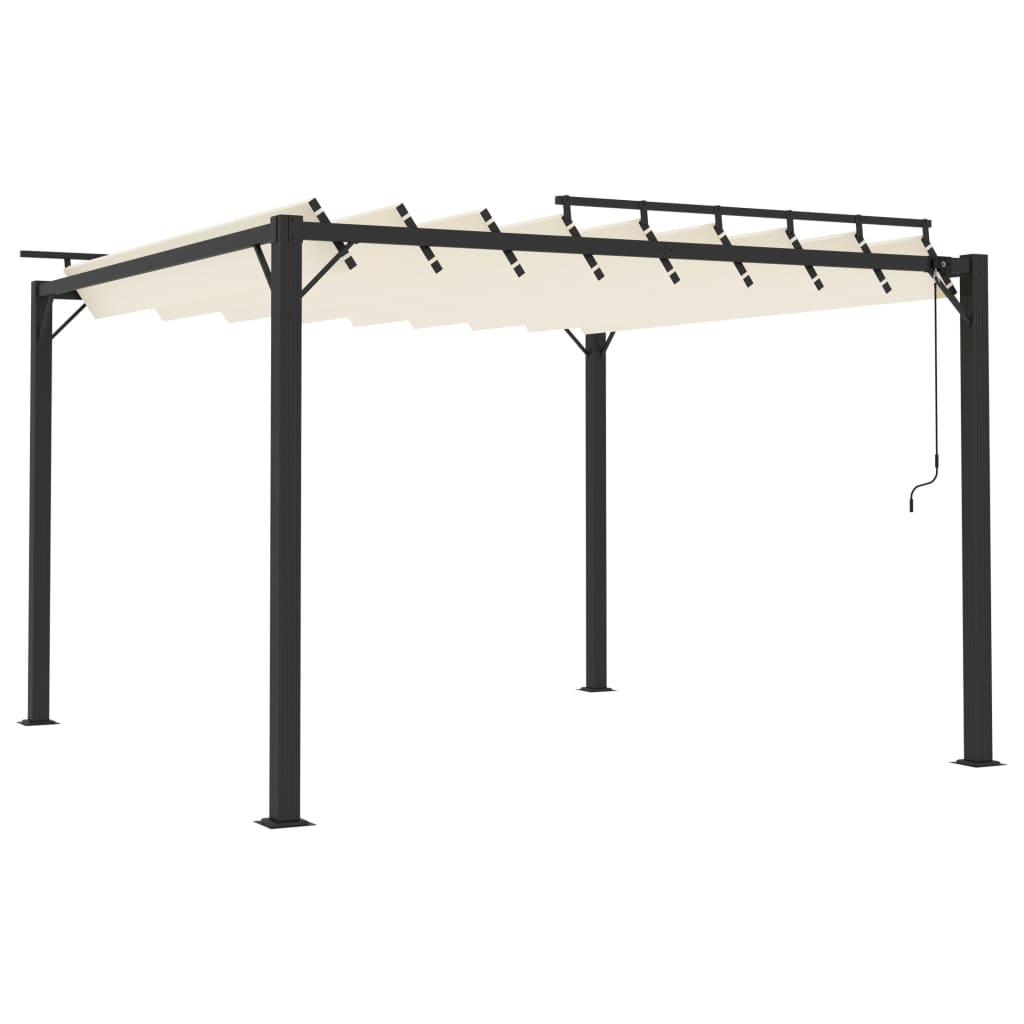 Pergola Mit Lamellendach Stoff Und Aluminium Creme