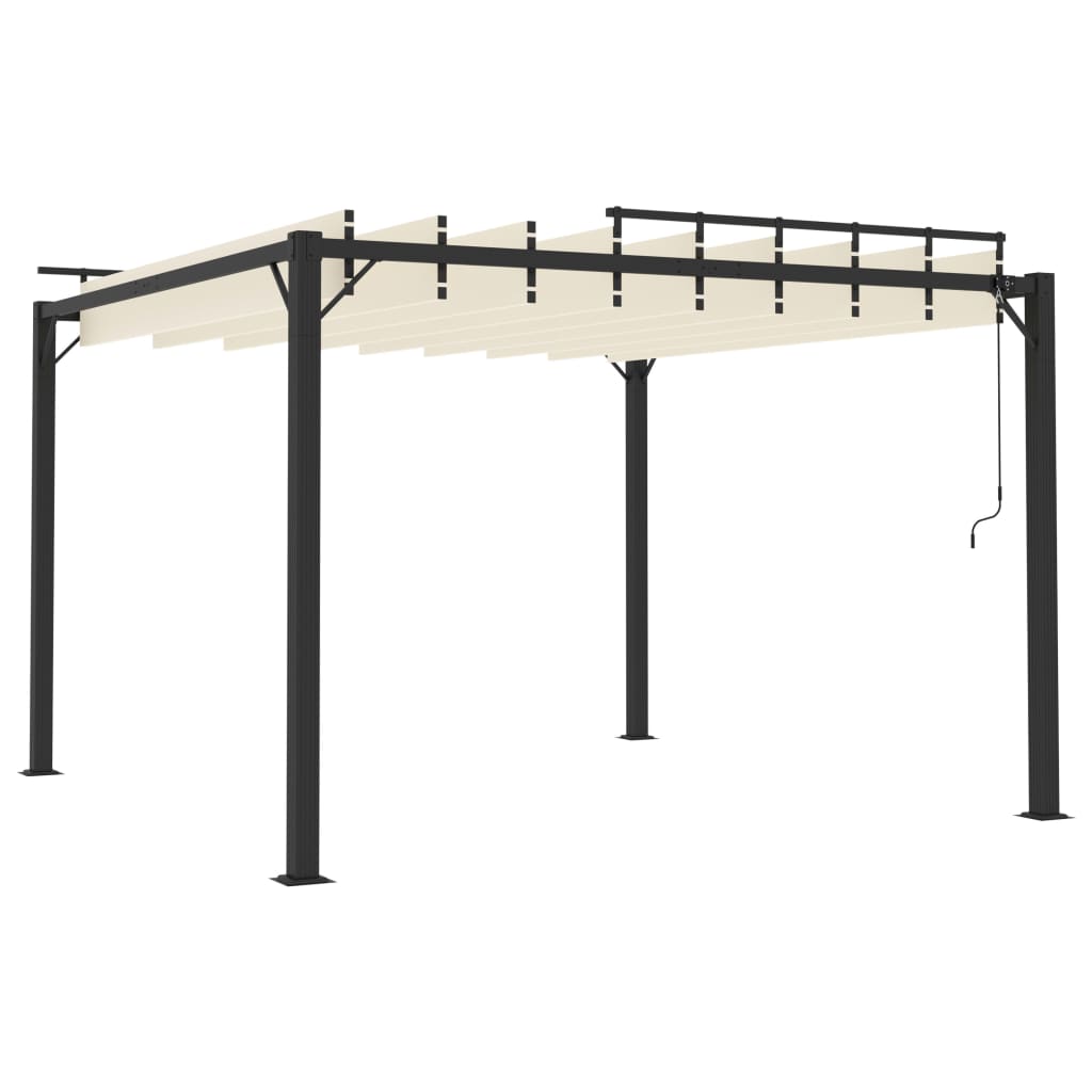 Pergola Mit Lamellendach Stoff Und Aluminium Creme