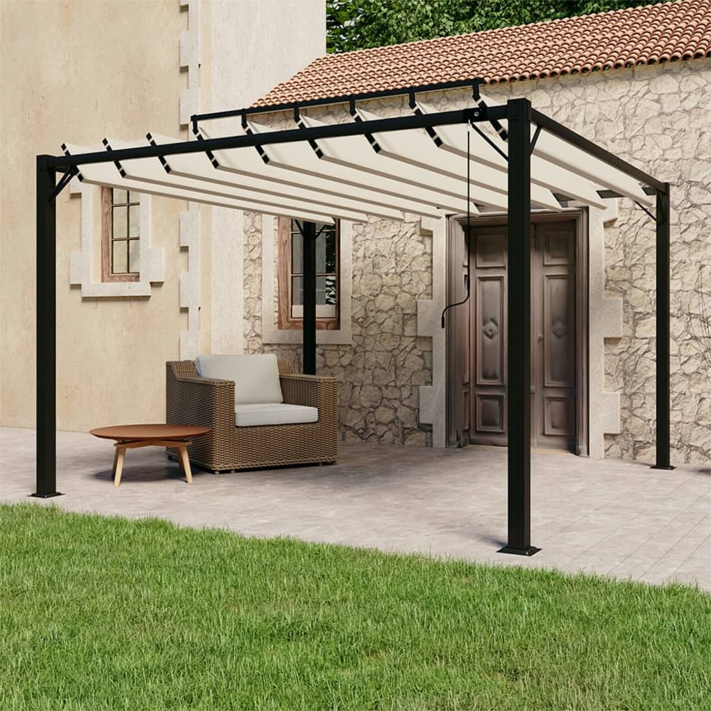 Pergola Mit Lamellendach Stoff Und Aluminium Creme