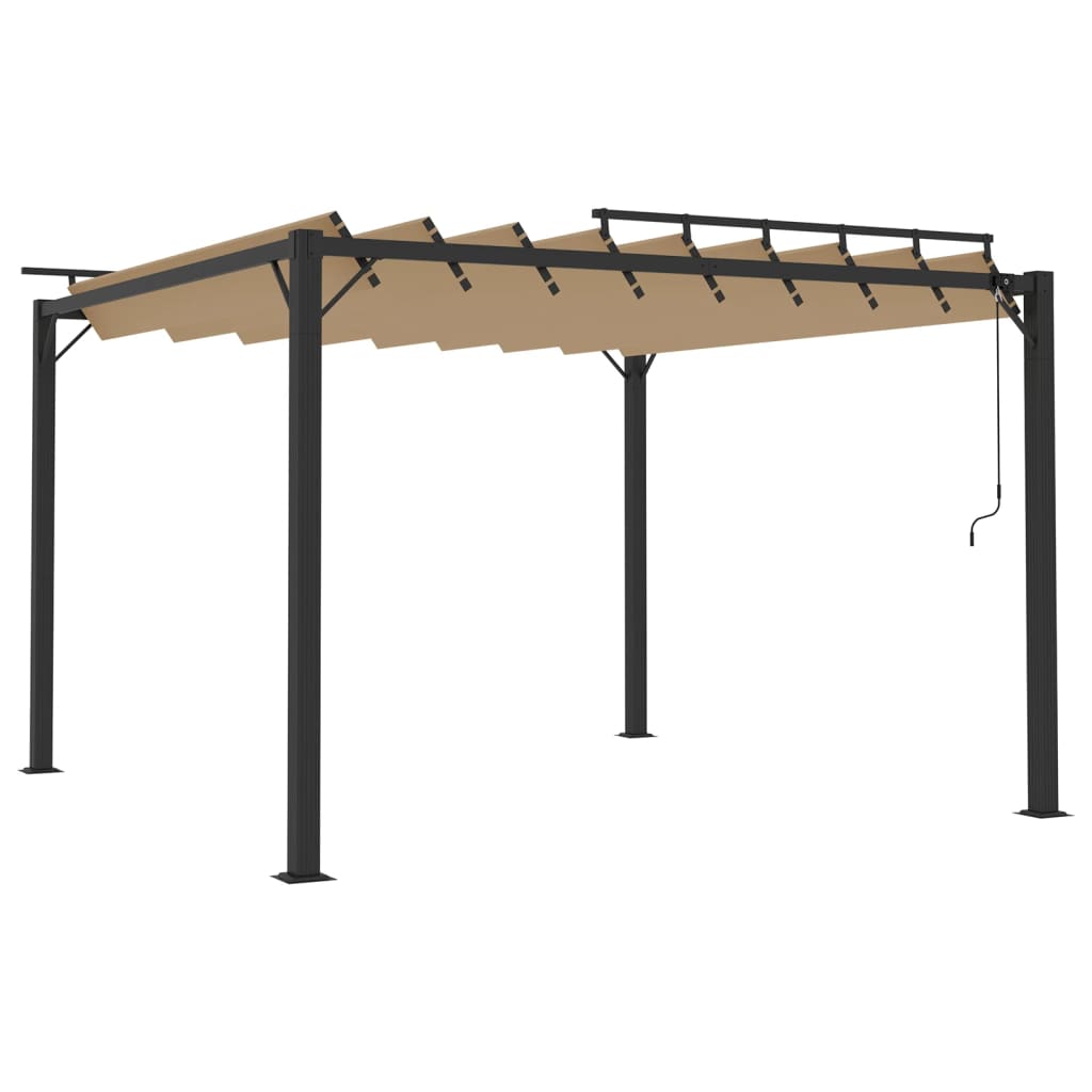 Pergola Mit Lamellendach Stoff Und Aluminium Taupe