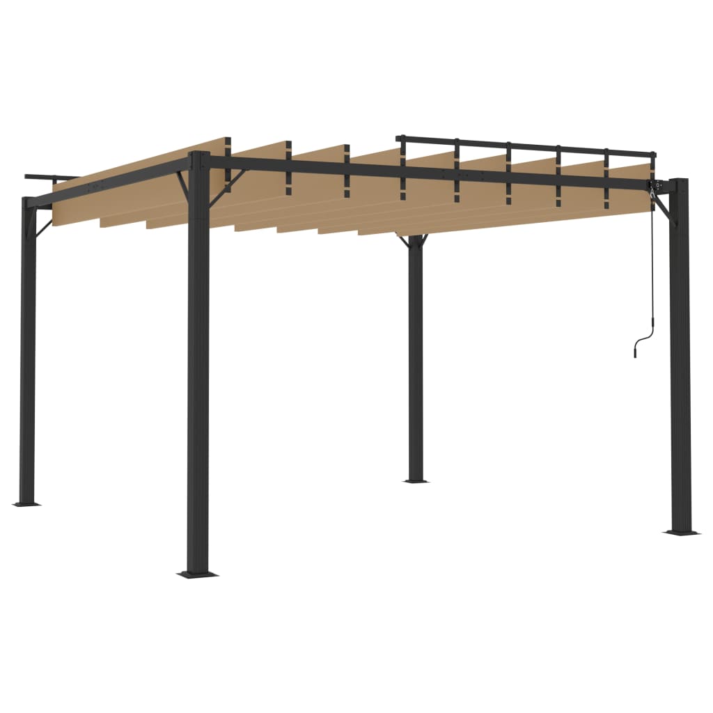 Pergola Mit Lamellendach Stoff Und Aluminium Taupe