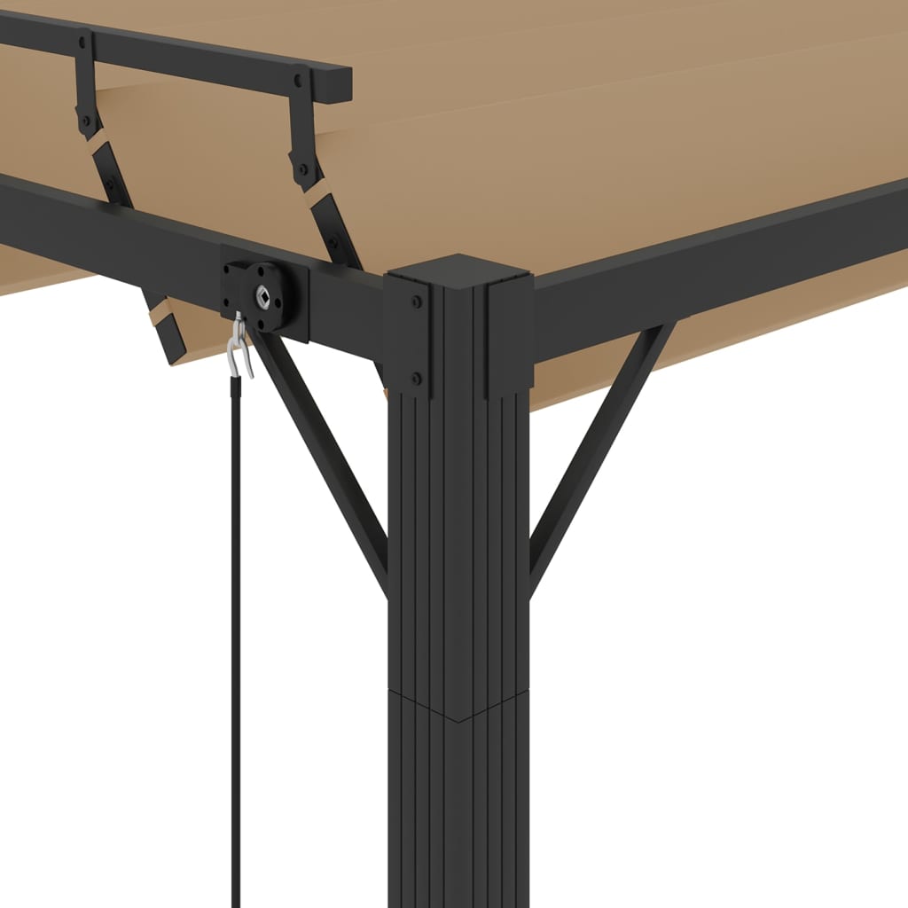 Pergola Mit Lamellendach Stoff Und Aluminium Taupe