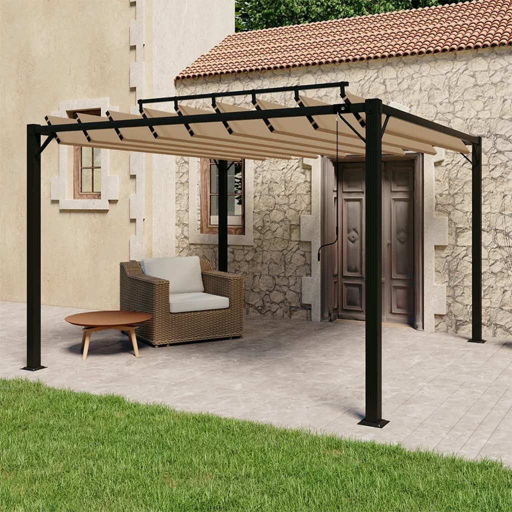 Pergola Mit Lamellendach Stoff Und Aluminium Taupe