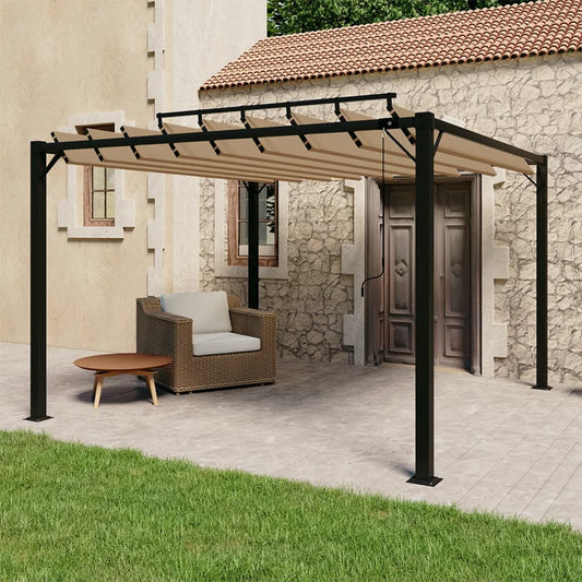 Pergola Mit Lamellendach Stoff Und Aluminium Taupe