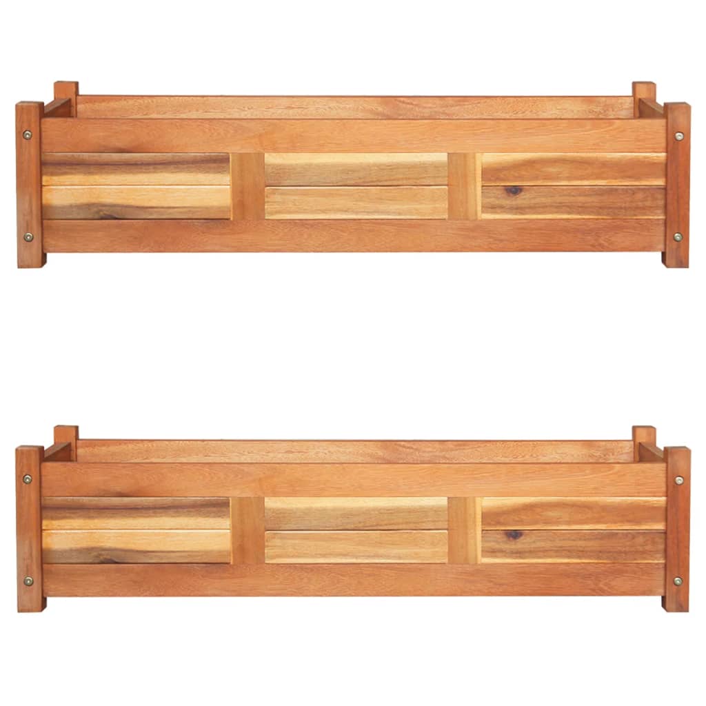 Garten-Hochbeete 2 Stk. Akazienholz 100X30X25 Cm