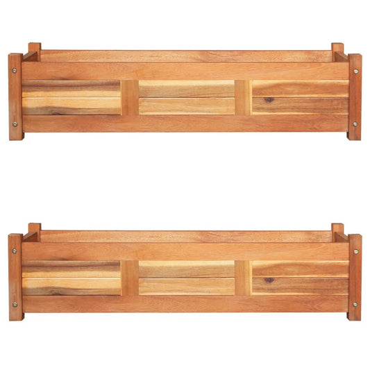 Garten-Hochbeete 2 Stk. Akazienholz 100X30X25 Cm
