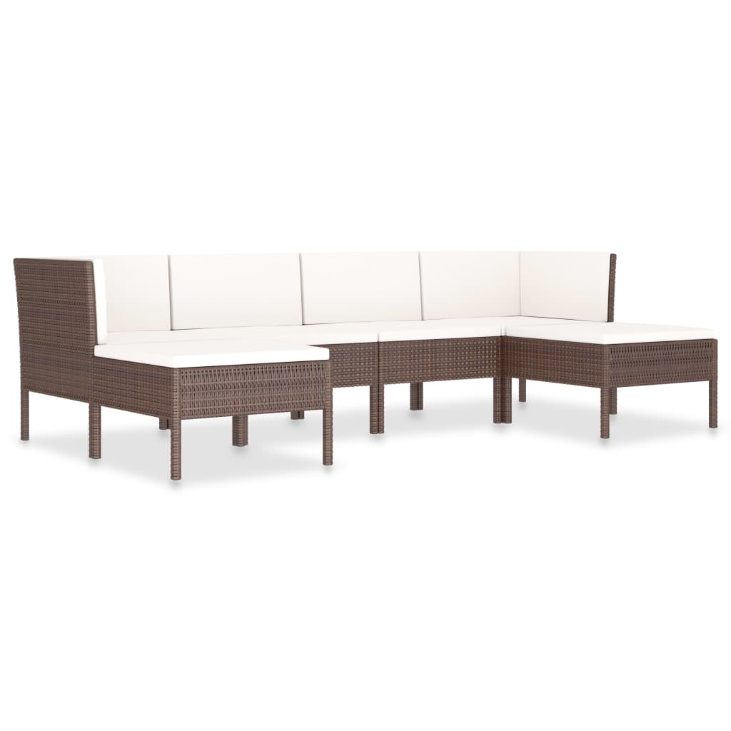 6-Tlg. Garten-Lounge-Set Mit Auflagen Poly Rattan