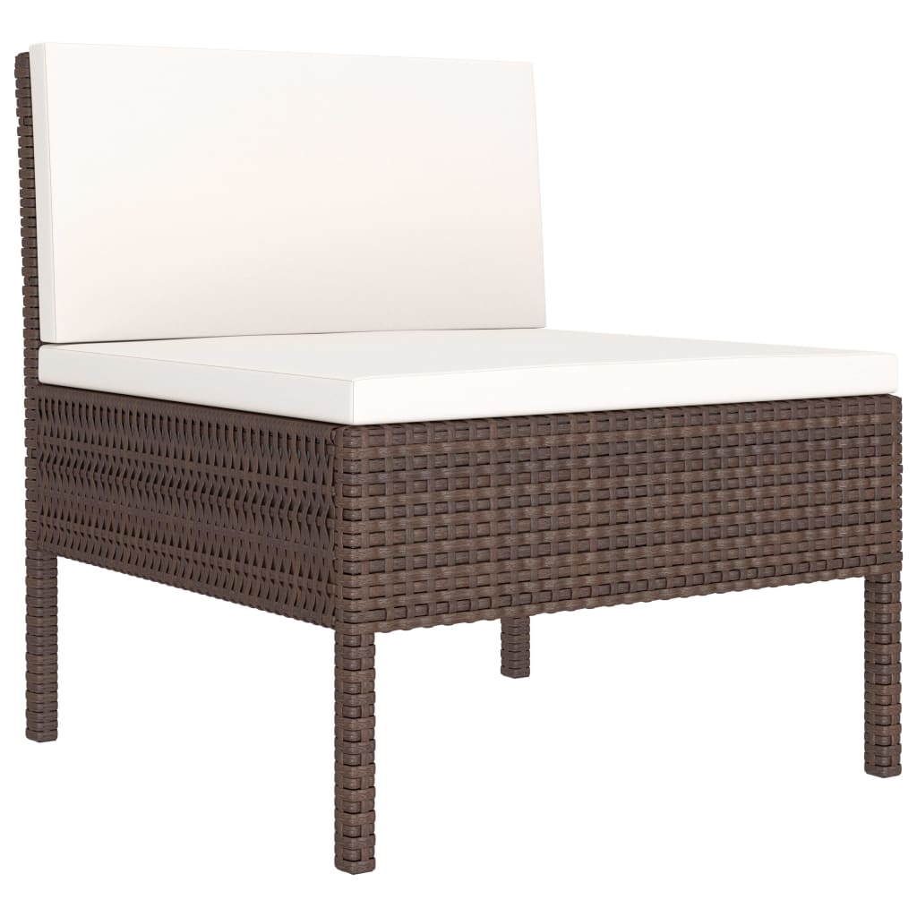 6-Tlg. Garten-Lounge-Set Mit Auflagen Poly Rattan