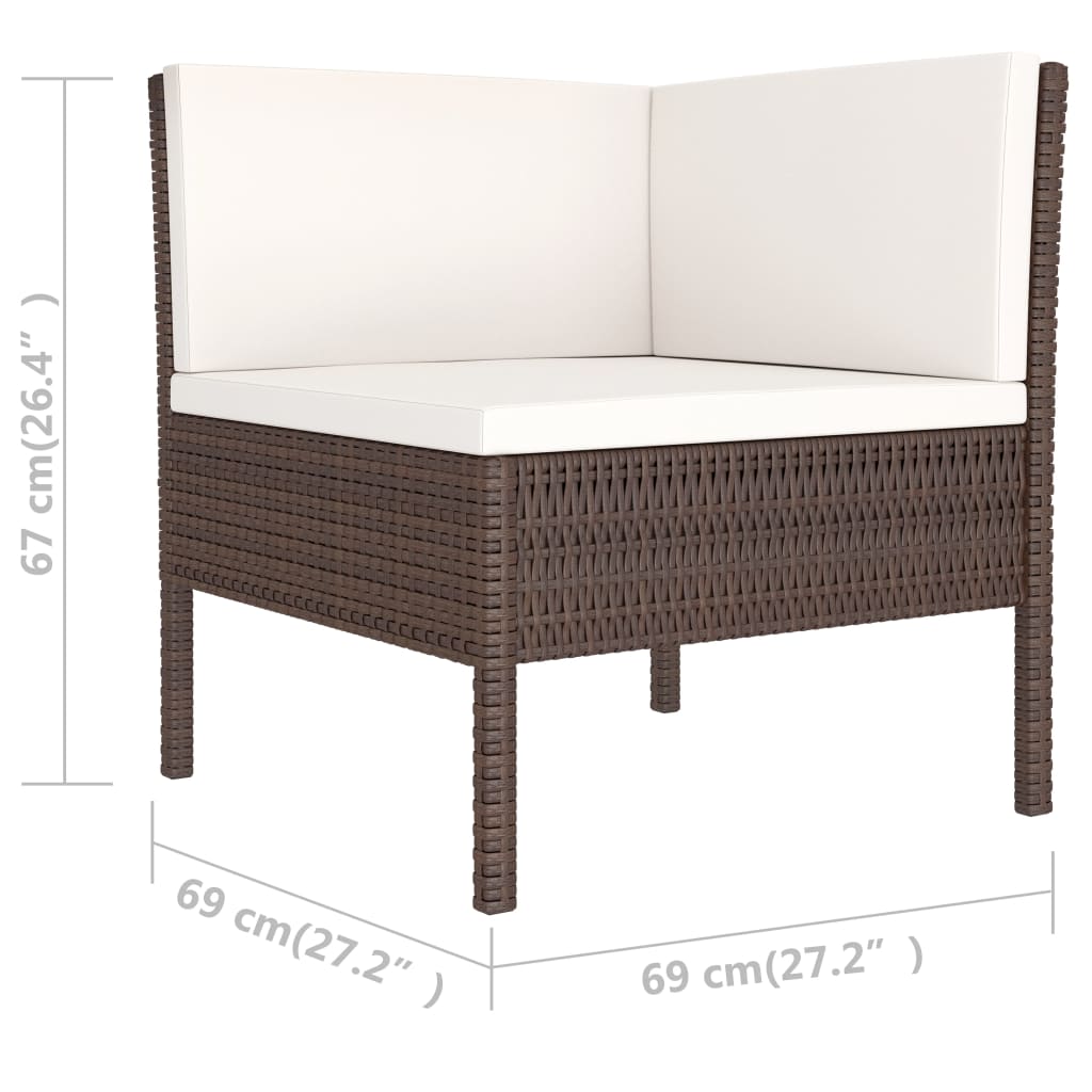 6-Tlg. Garten-Lounge-Set Mit Auflagen Poly Rattan