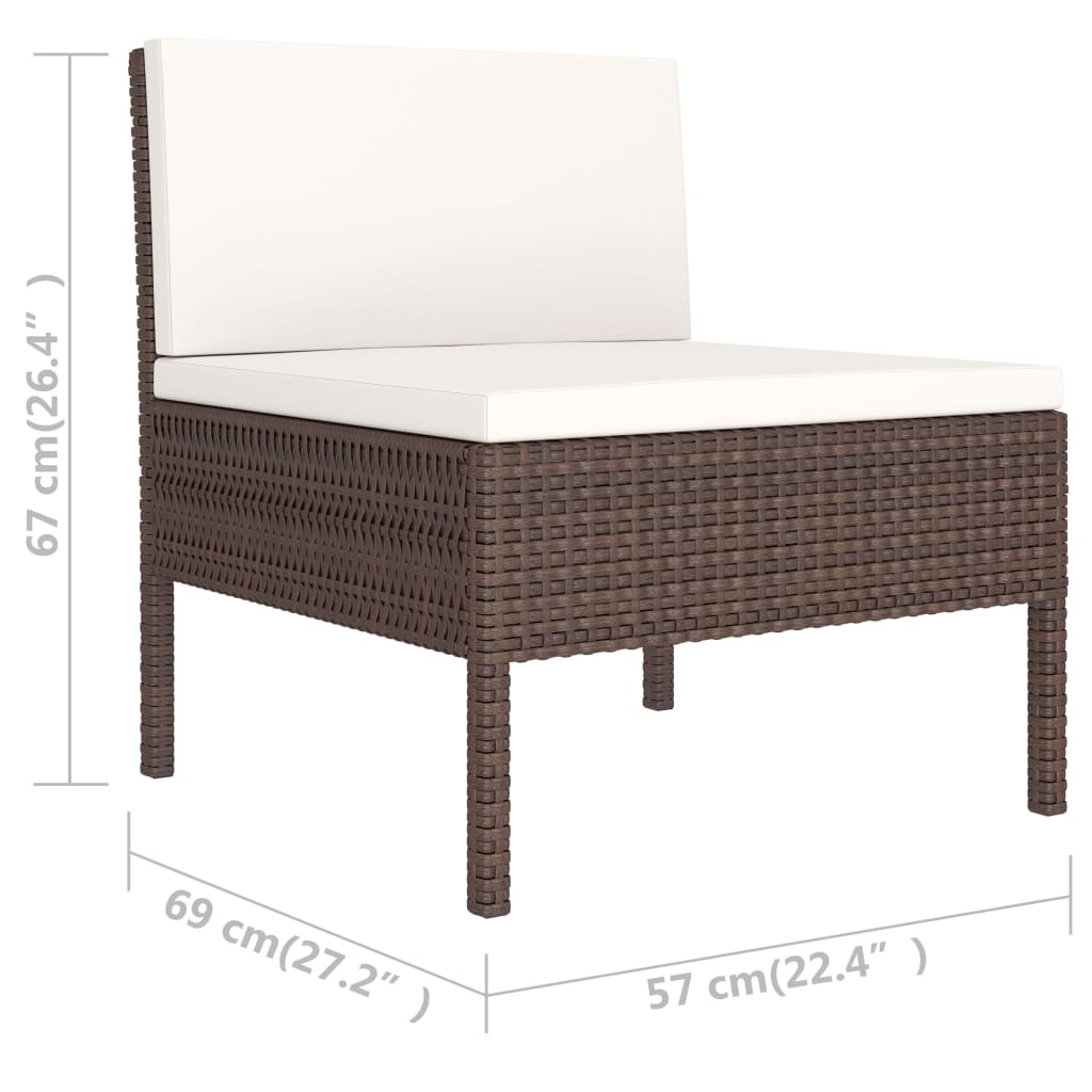 6-Tlg. Garten-Lounge-Set Mit Auflagen Poly Rattan
