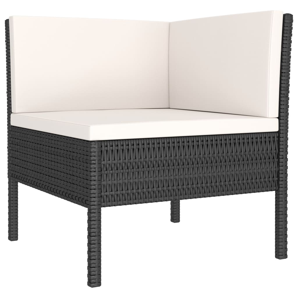 6-Tlg. Garten-Lounge-Set Mit Auflagen Poly Rattan Schwarz