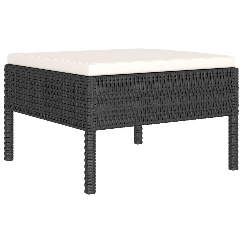 6-Tlg. Garten-Lounge-Set Mit Auflagen Poly Rattan Schwarz