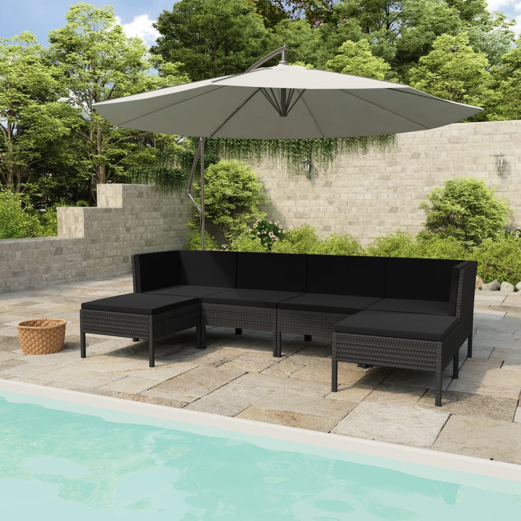 6-Tlg. Garten-Lounge-Set Mit Auflagen Poly Rattan