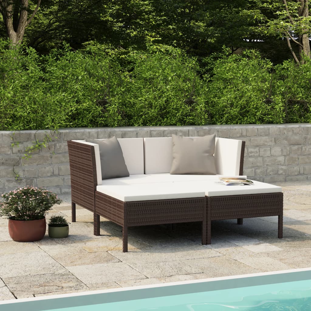6-Tlg. Garten-Lounge-Set Mit Auflagen Poly Rattan