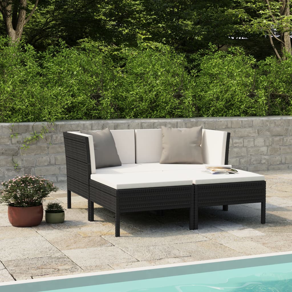 6-Tlg. Garten-Lounge-Set Mit Auflagen Poly Rattan
