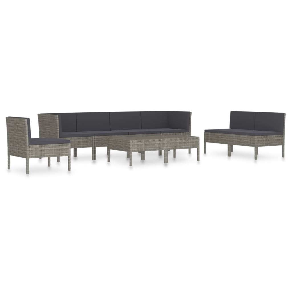9-Tlg. Garten-Lounge-Set Mit Auflagen Poly Rattan