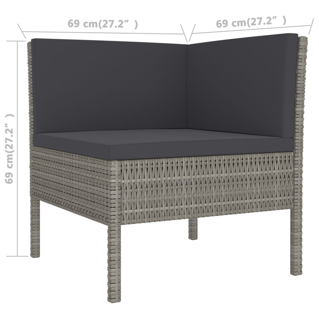 9-Tlg. Garten-Lounge-Set Mit Auflagen Poly Rattan