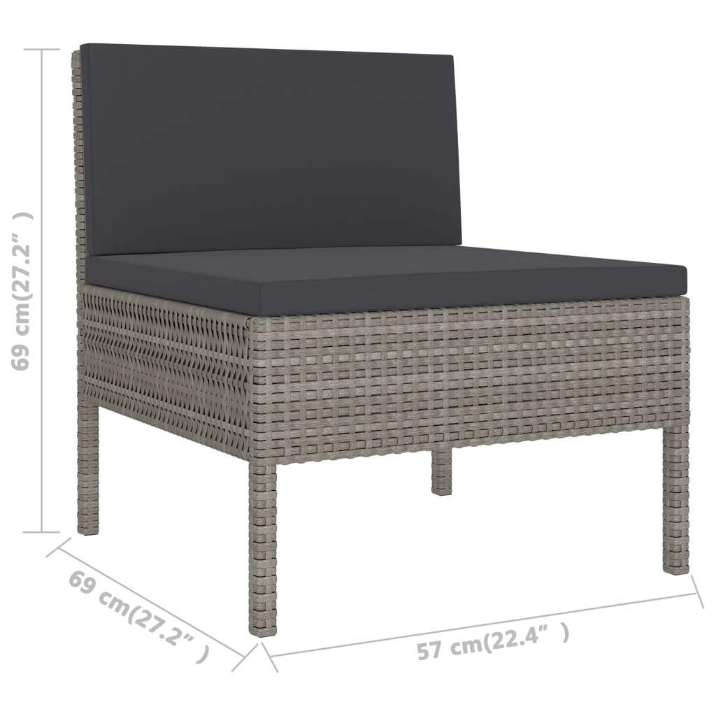 9-Tlg. Garten-Lounge-Set Mit Auflagen Poly Rattan
