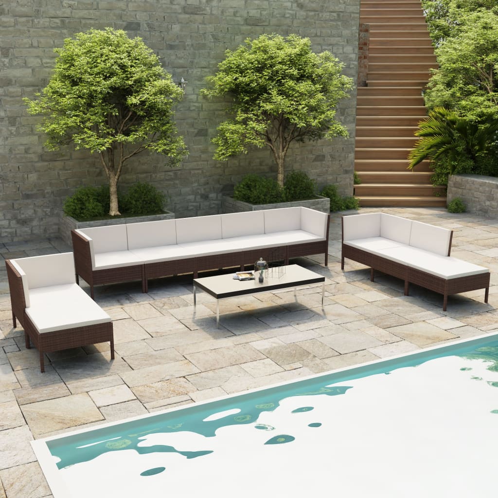 6-Tlg. Garten-Lounge-Set Mit Auflagen Poly Rattan