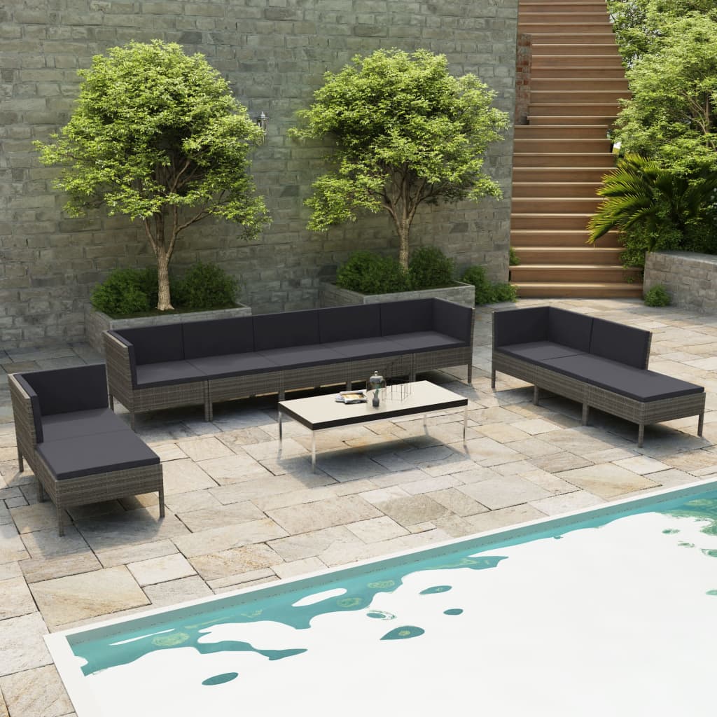 6-Tlg. Garten-Lounge-Set Mit Auflagen Poly Rattan