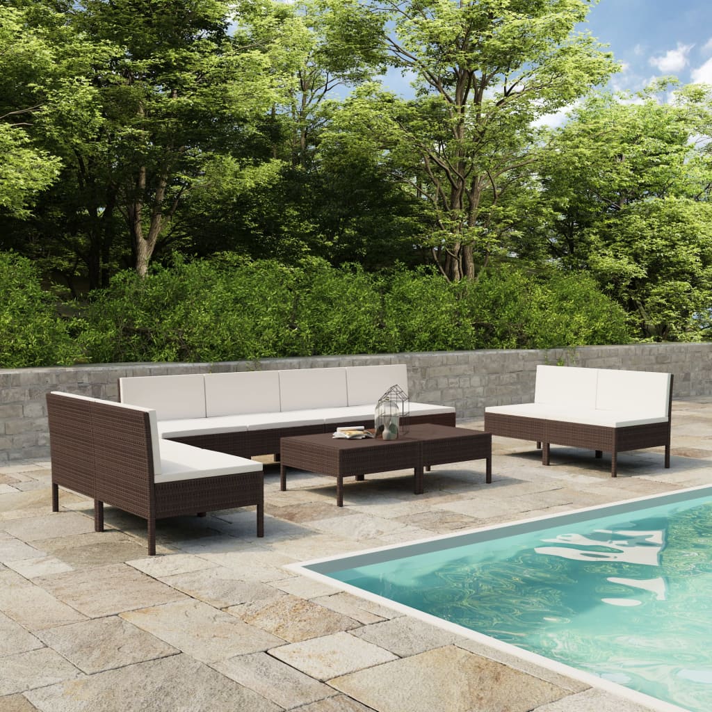 6-Tlg. Garten-Lounge-Set Mit Auflagen Poly Rattan