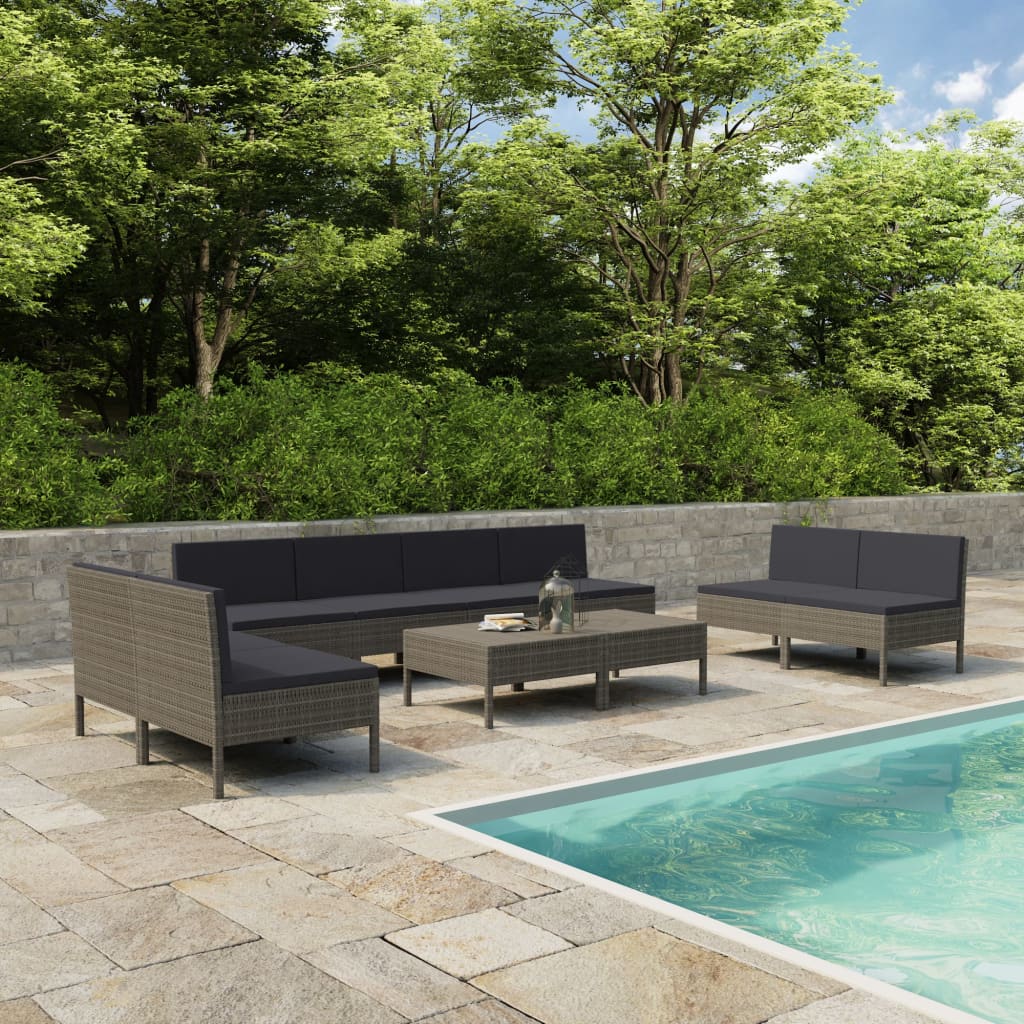 6-Tlg. Garten-Lounge-Set Mit Auflagen Poly Rattan
