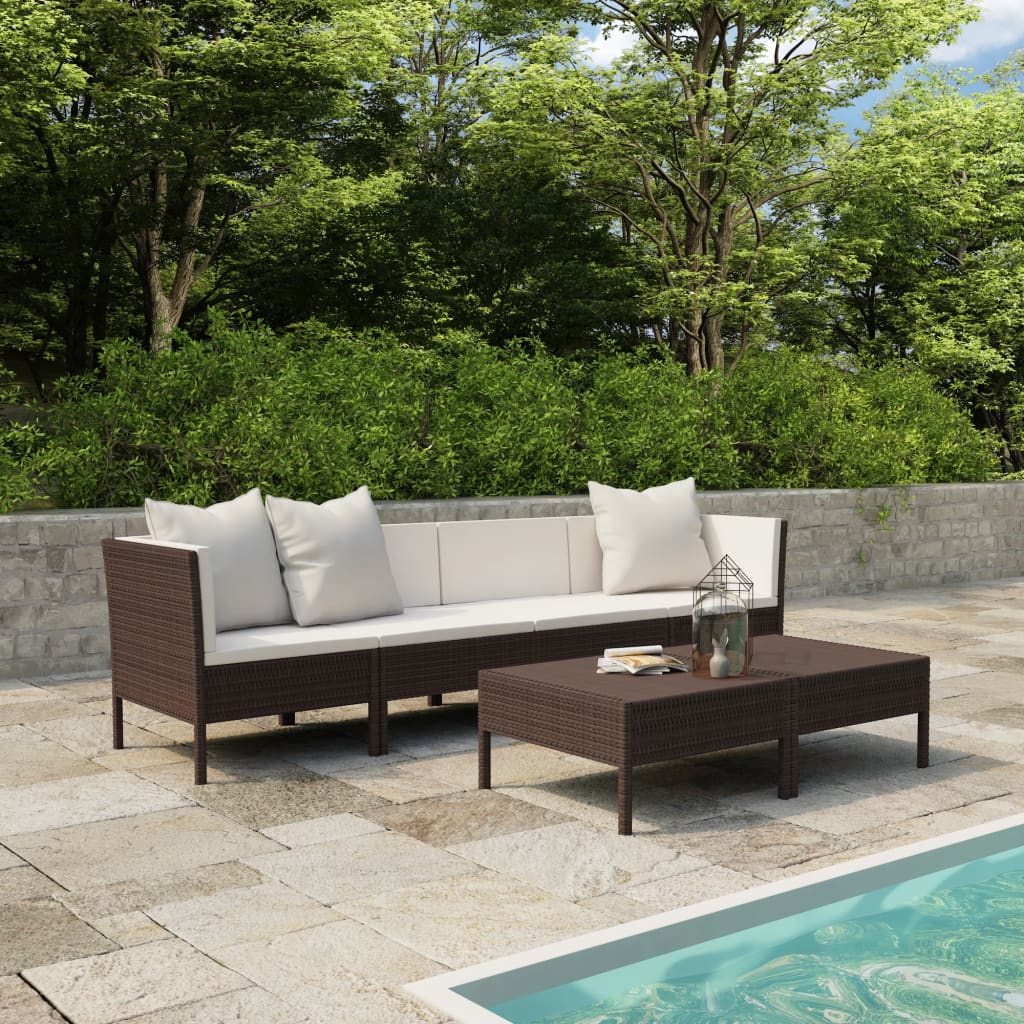 6-Tlg. Garten-Lounge-Set Mit Auflagen Poly Rattan