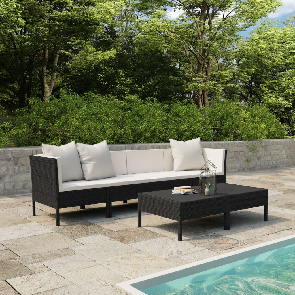 6-Tlg. Garten-Lounge-Set Mit Auflagen Poly Rattan