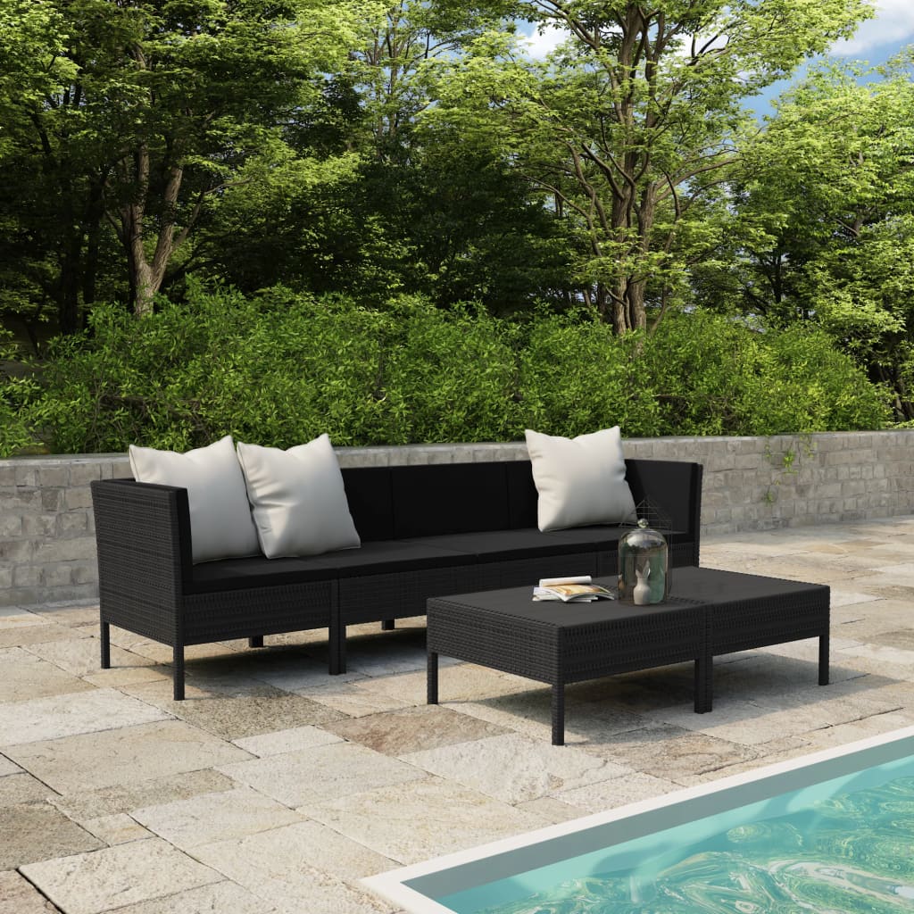 6-Tlg. Garten-Lounge-Set Mit Auflagen Poly Rattan